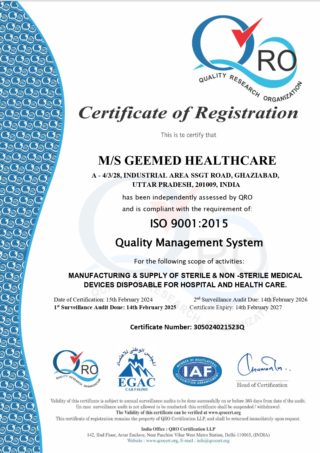 ISO 9001 Certificate